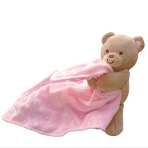 ✓Carters Teddy Bear Holding Pink Blanket Lovey Baby Security Satin Soft Plush